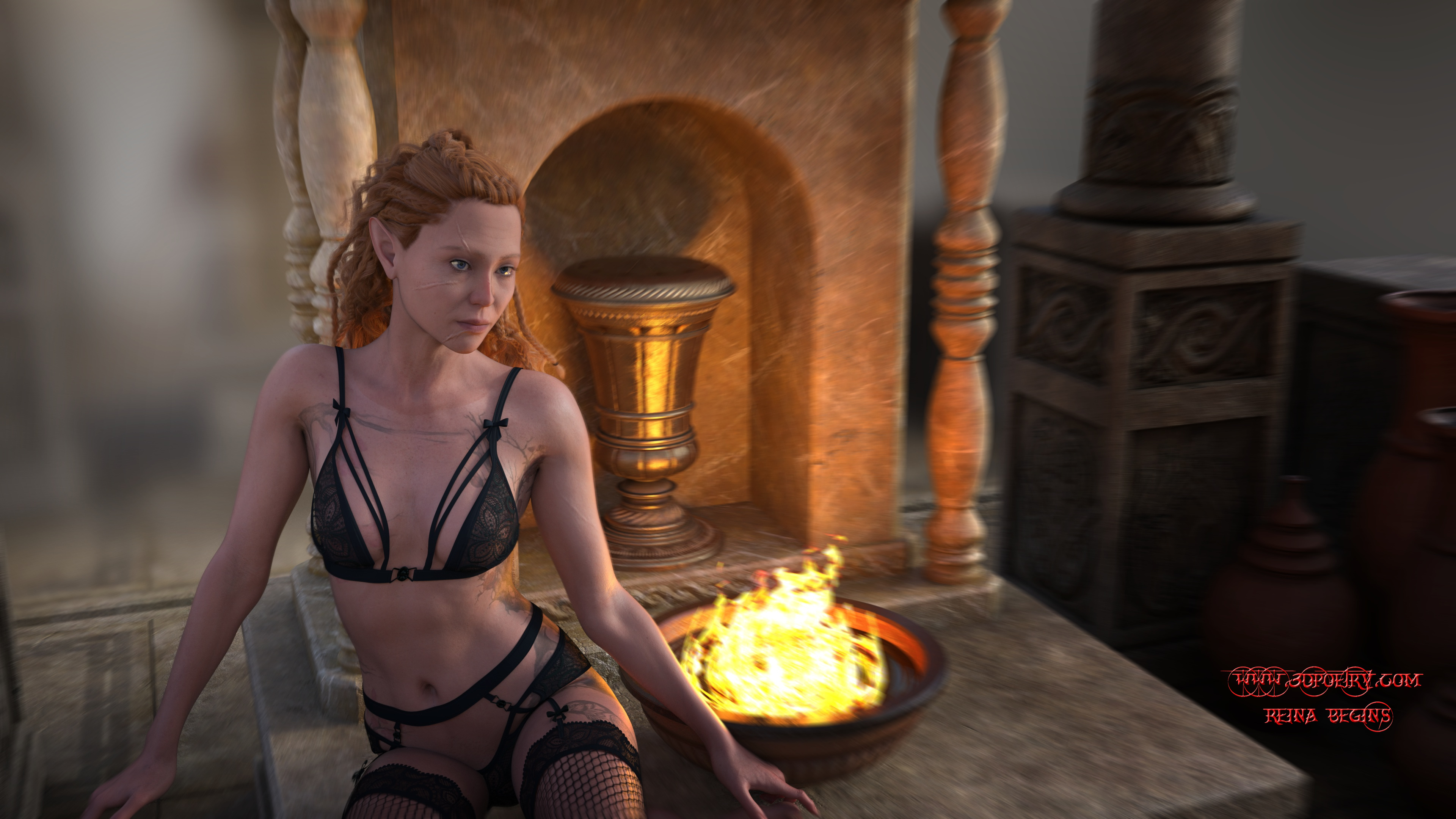 Reina is a finely tuned skilful Fae warrior who has been trained in numerous disciplines of martial arts. The epitome of Japanese and Nordic faiths, wise council, beautiful advise.  Reina is an experienced, mature adversary.